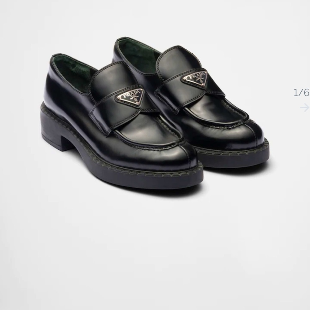 Prada brushed leather loafers, Black, size 9